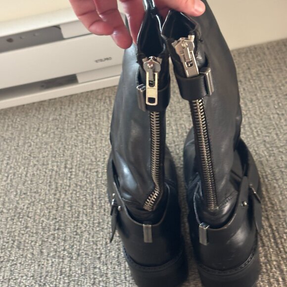 Italian Leather Biker Boots — Size 42 - Picture 6 of 7